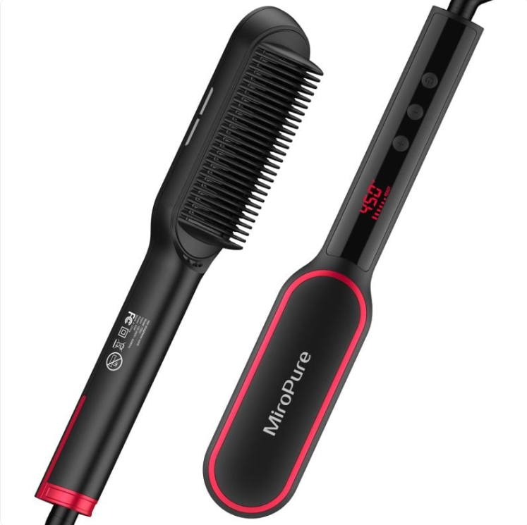 Curlixo MiroPure Hair Straightener Brush on a clean white background