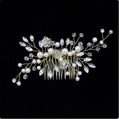 Gold & Silver Pearl Hair Comb - product view 2
