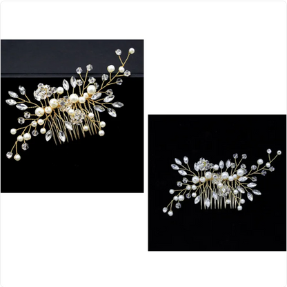 Gold & Silver Pearl Hair Comb - product view 6