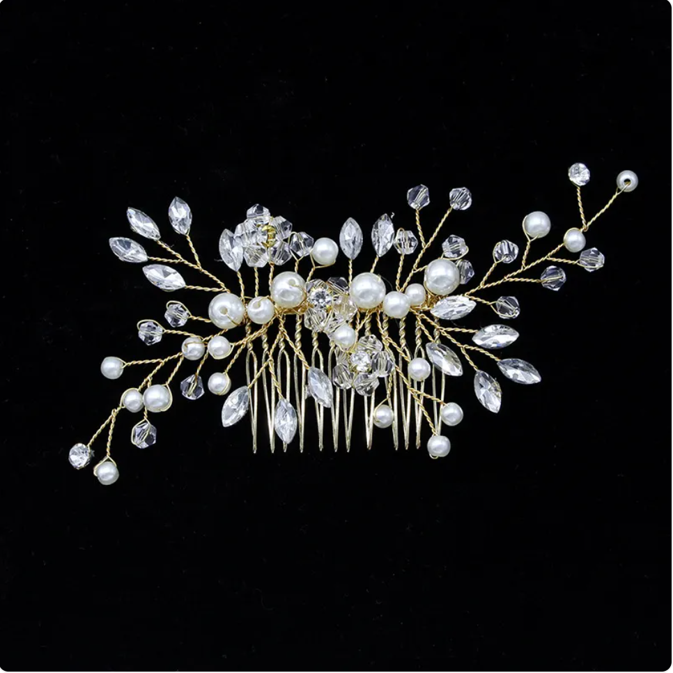 Gold & Silver Pearl Hair Comb - product view 5