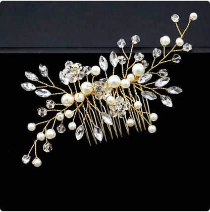Gold & Silver Pearl Hair Comb - product view 3