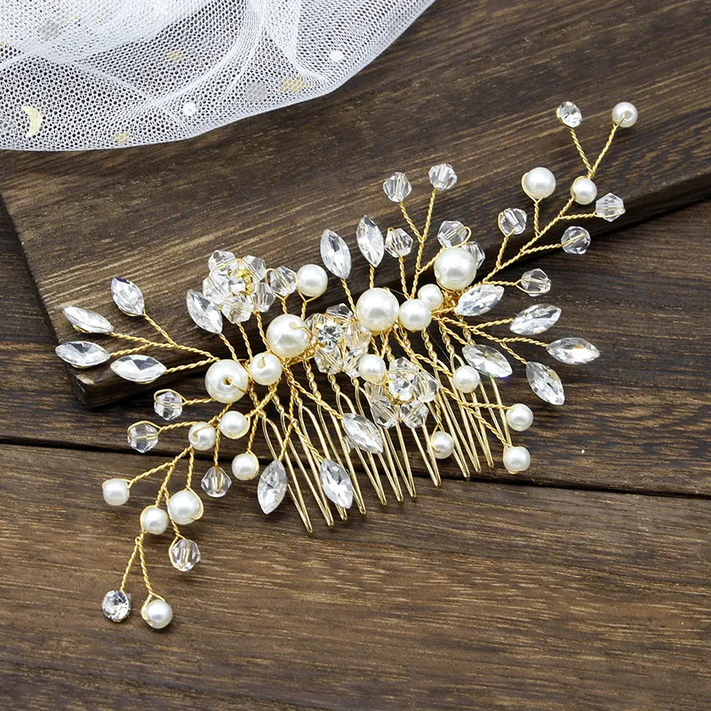 Gold & Silver Pearl Hair Comb - product view 7