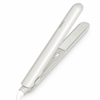 Curlixo White portable negative ion hair straightener shown open on a white background